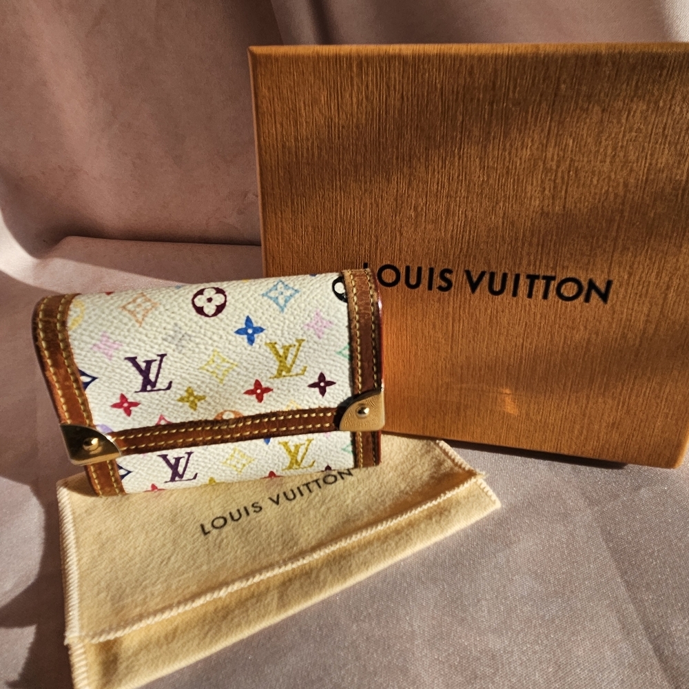 Louis Vuitton White Murakami Multicolor Porte Monnaie Coin Wallet